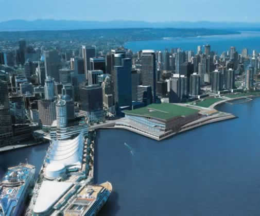 The Vancouver Convention and Exhibition Centre with the new expansion set to open in 2008
